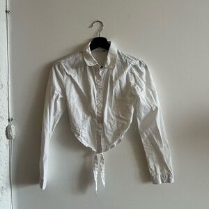 White crop chemise with tie detail